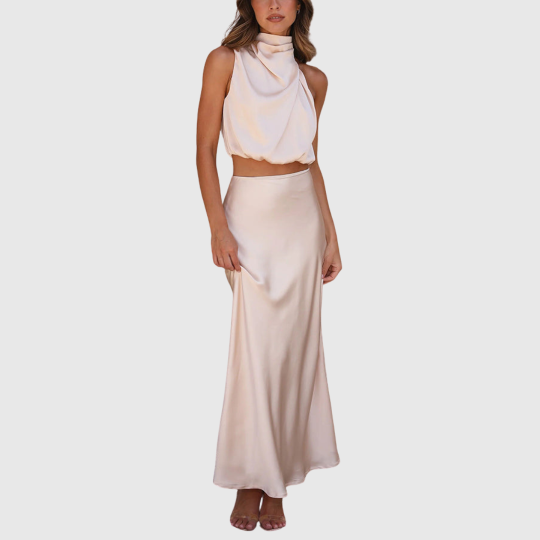 EMILY | SATIN DRAPE MAXI SET