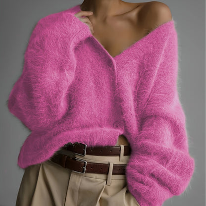 SERIAVI | V-NECK LIGHT GRAY CARDIGAN