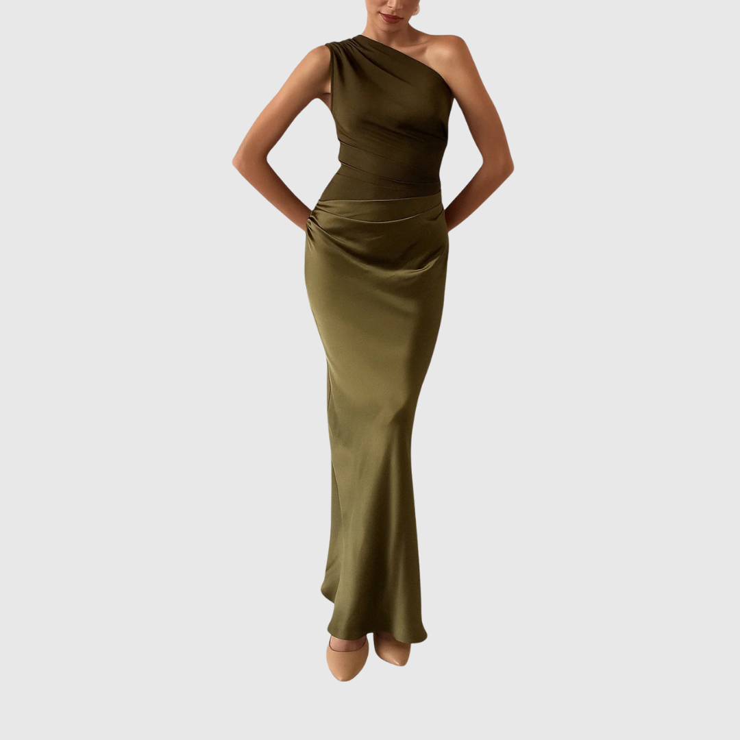 ELARA | SATIN ASYMMETRIC EVENING GOWN