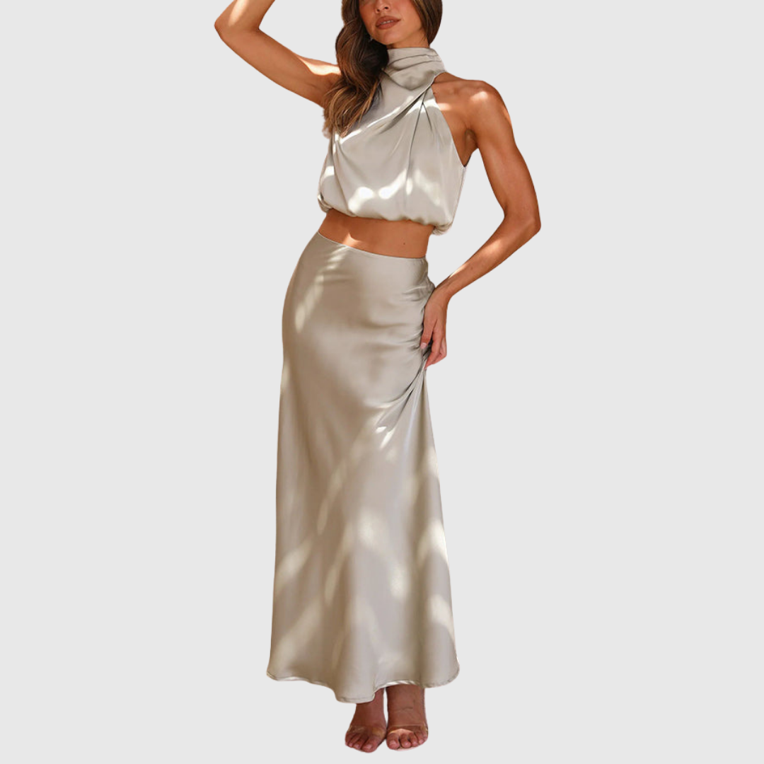 EMILY | SATIN DRAPE MAXI SET