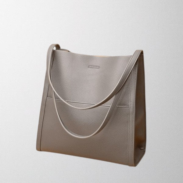 Valérie Dupré - Solid color simple genuine leather shoulder bag