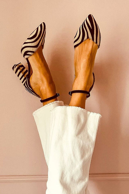 CALVERA | ZEBRA MEDIUM-HEEL SANDALS