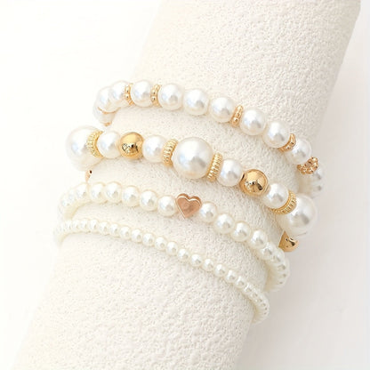 PEARL HEART BRACELET SET