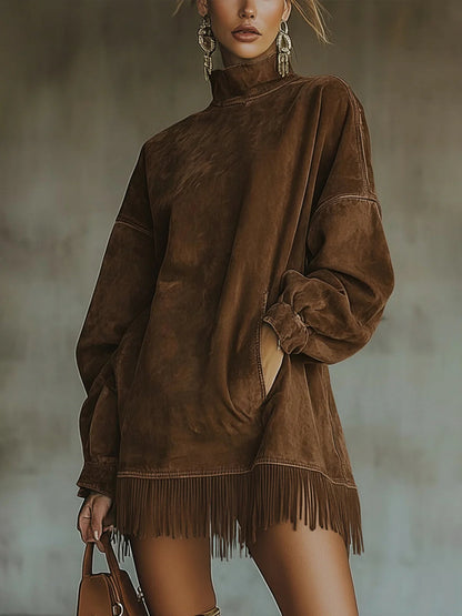 Sheril | Suede Fringe Dress