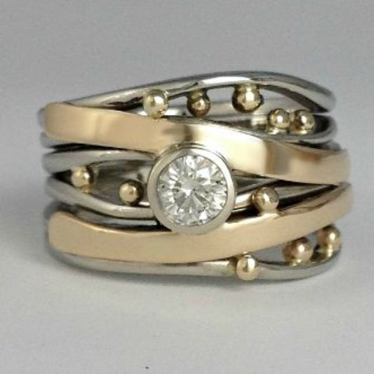 GOLD ZIRCONIA INLAID RING