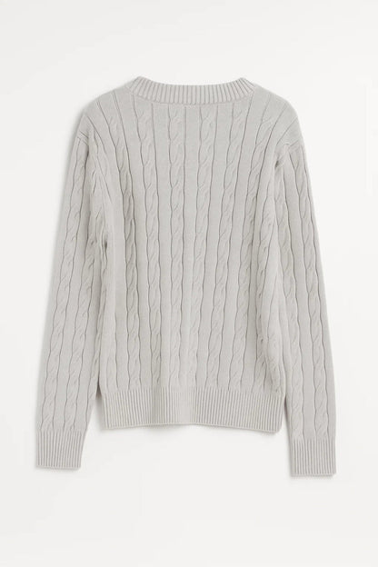 SUNNIVA | V-NECK CABLE-KNIT SWEATER