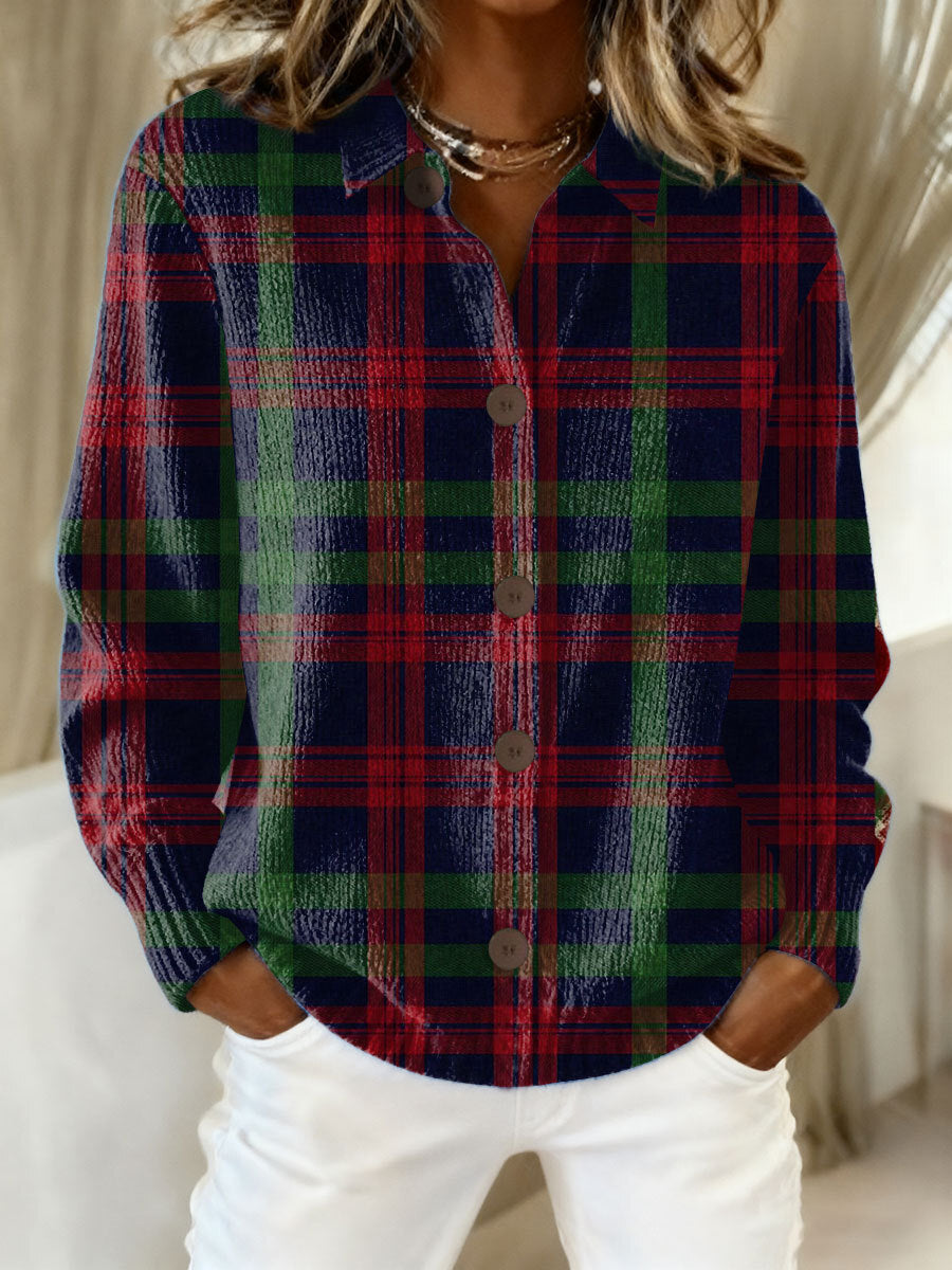TESSIA™ - CHECKERED HOODIE BLOUSE