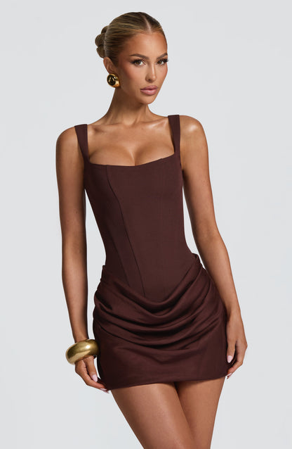 CORNELIA | PLUM BROWN MINI DRESS